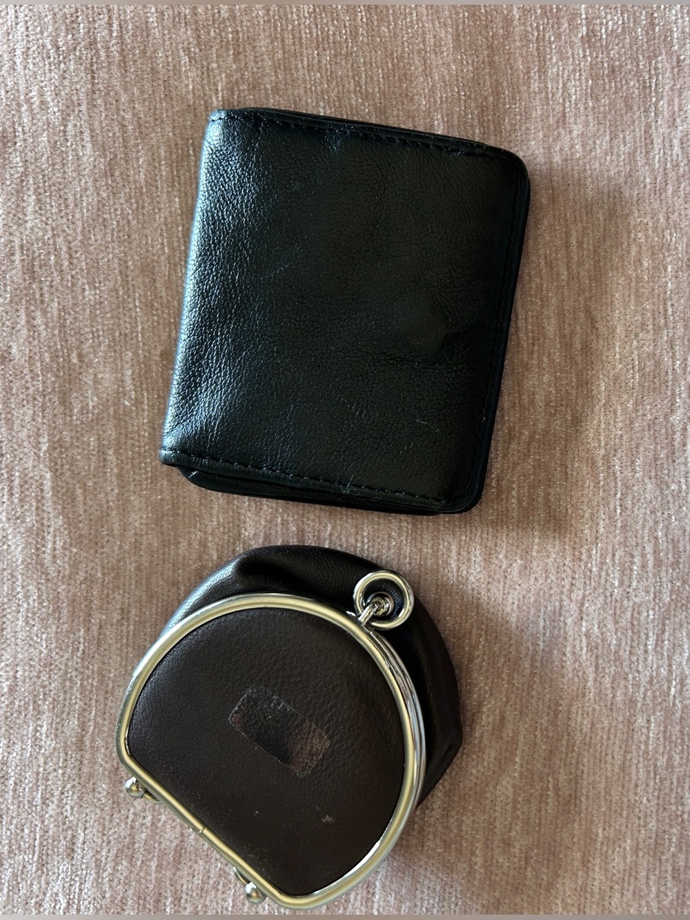 2 Danier Leather Collapsable Coin Pouch - Brown/Black
